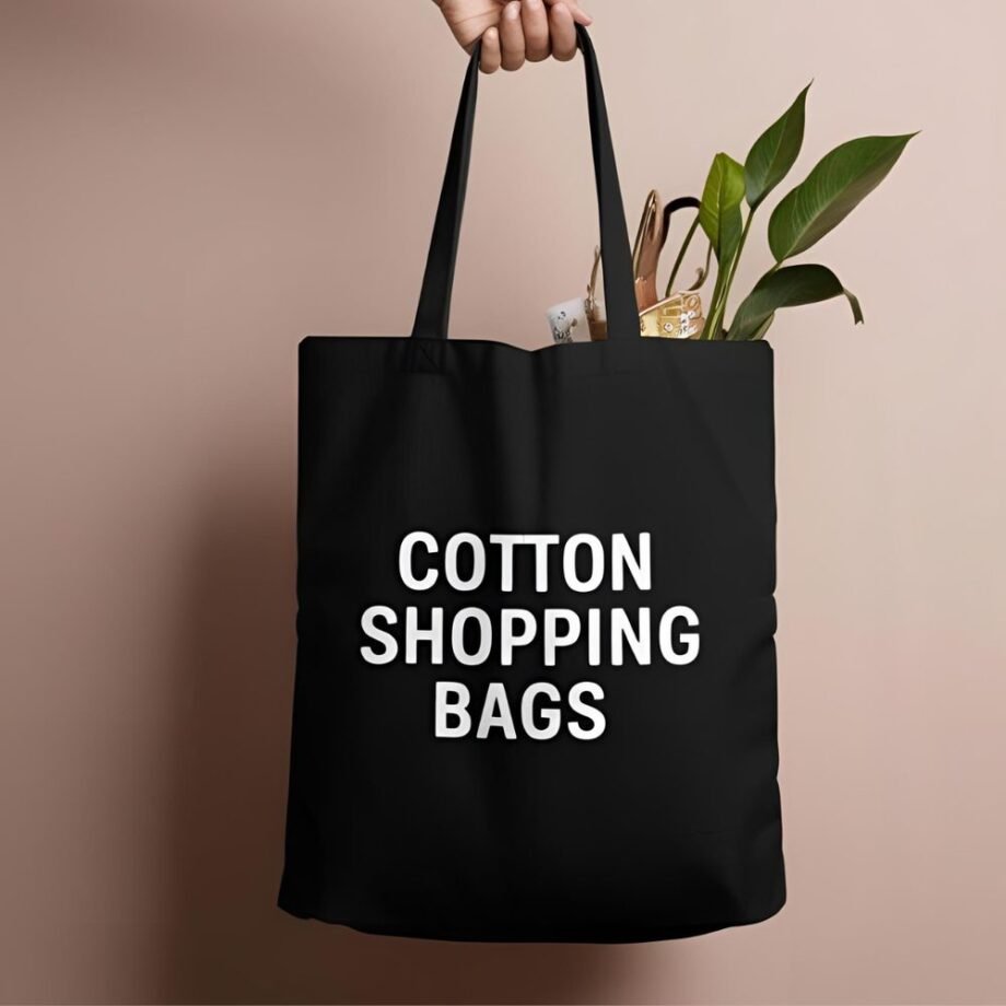 Long Handle Cotton Tote Bag - Black
