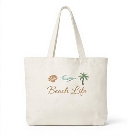 Long Handle Cotton Beach Tote Bag