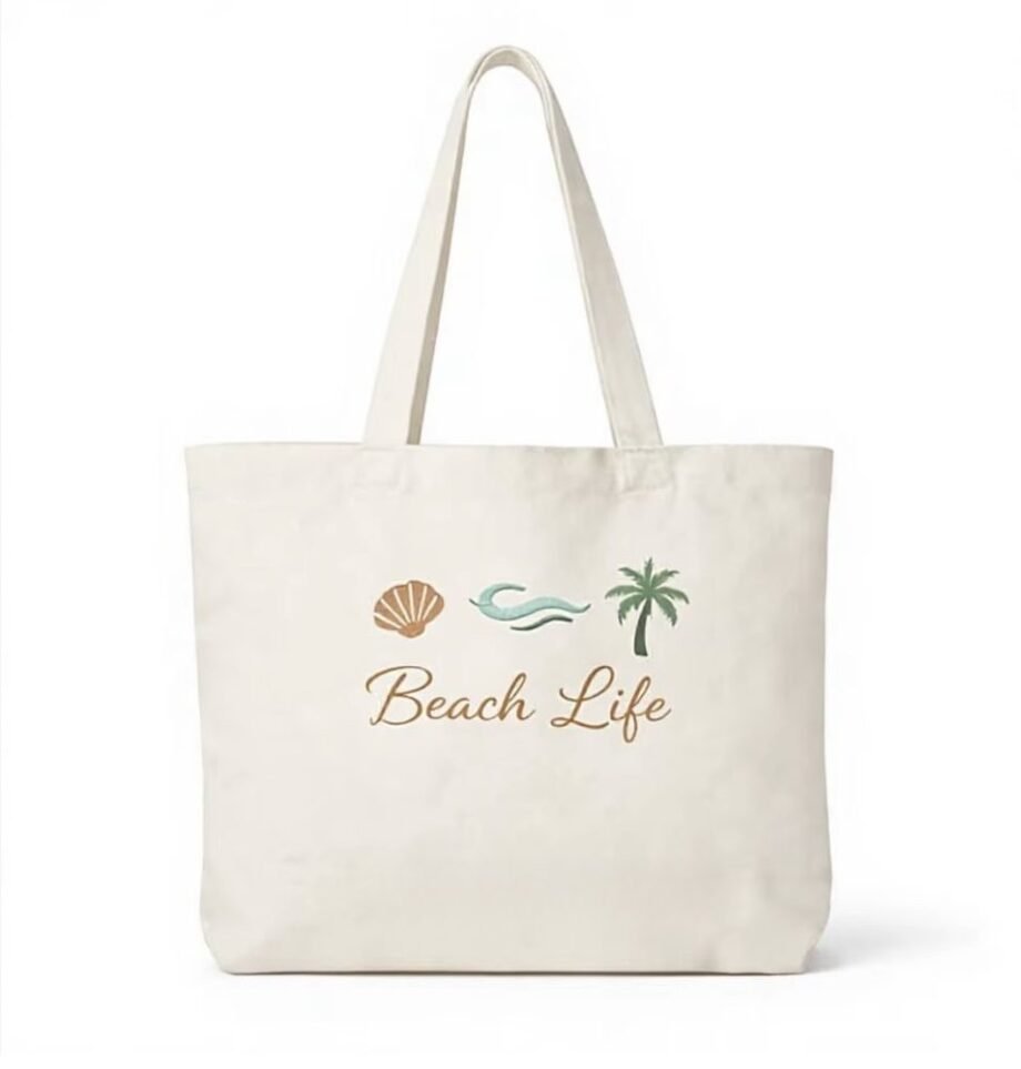 Long Handle Cotton Beach Tote Bag