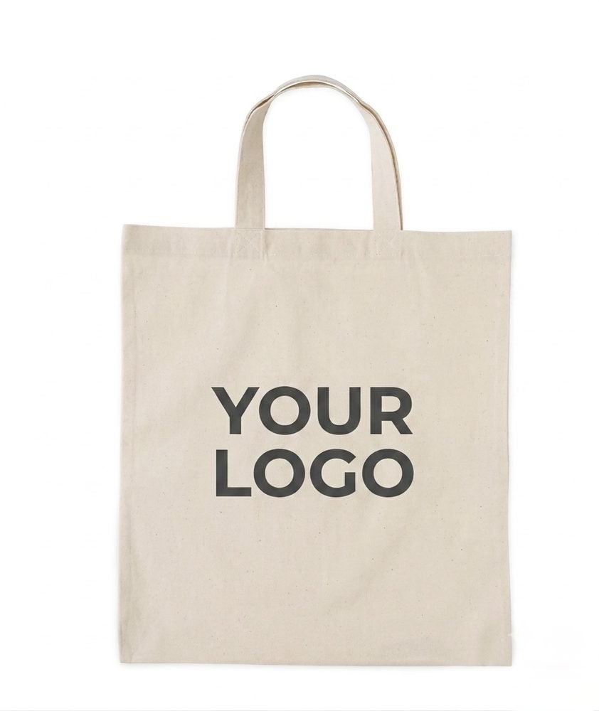 Short Handle Cotton Shopping Bag - Natural