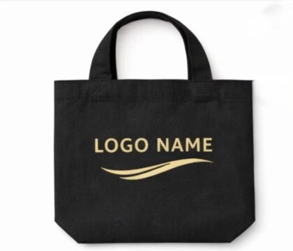 Short Handle Canvas Shopping Bag - Black