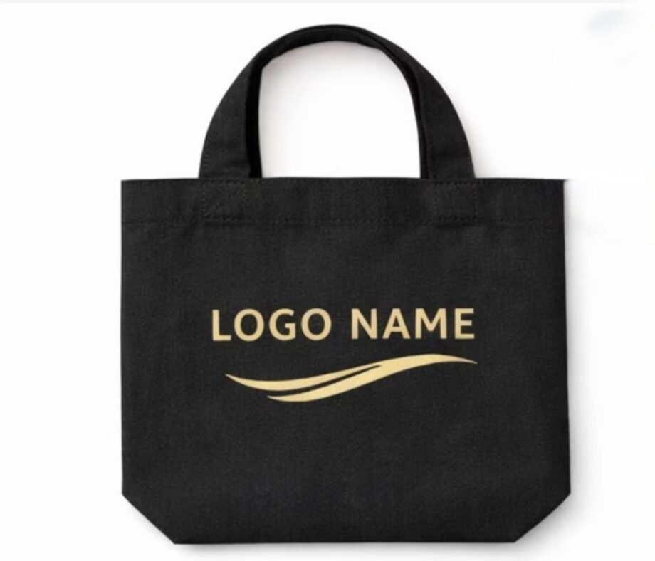 Short Handle Canvas Shopping Bag - Black