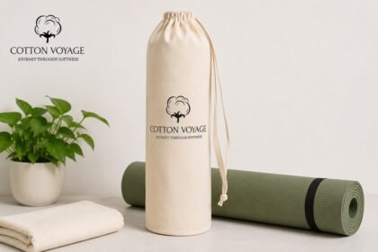 Cotton Yoga Mat Drawstring Bag