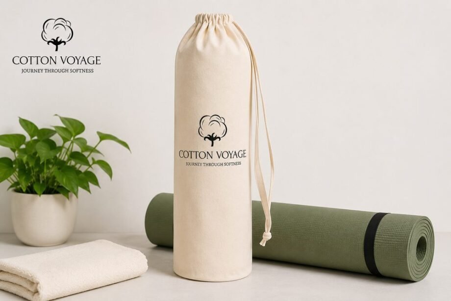 Cotton Yoga Mat Drawstring Bag