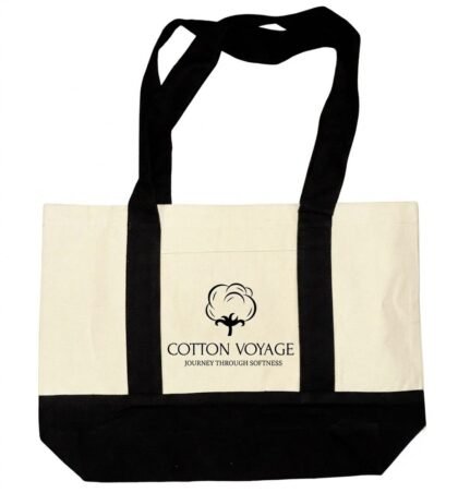 Two Colour Premium Tote with Outside Pocket - Medium