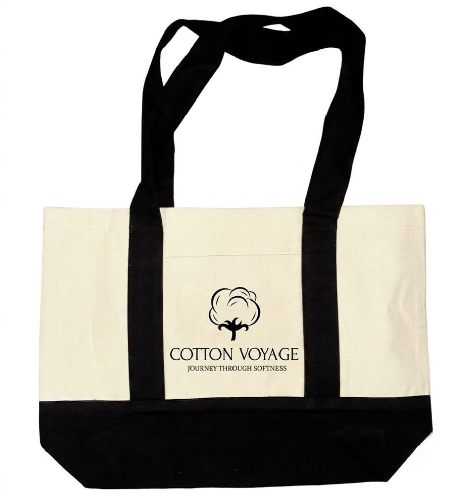 Two Colour Premium Tote with Outside Pocket - Medium