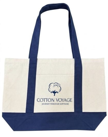 Two Colour Premium Tote with Outside Pocket - Small