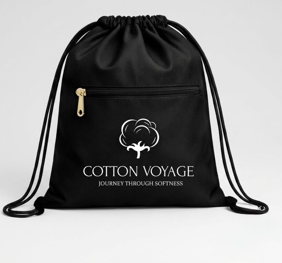 Polyester Drawstring Bag with Zip Pocket